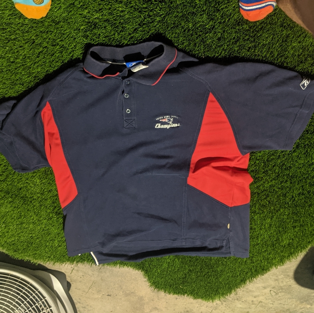 Reebok Vintage New England Patriots 2004 Superbowl Champs Polo Shirt Size XL